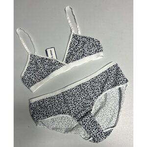 Sleepy Jones Made With Liberty Fabric Bra Set Blue White Patterned Womens XL
